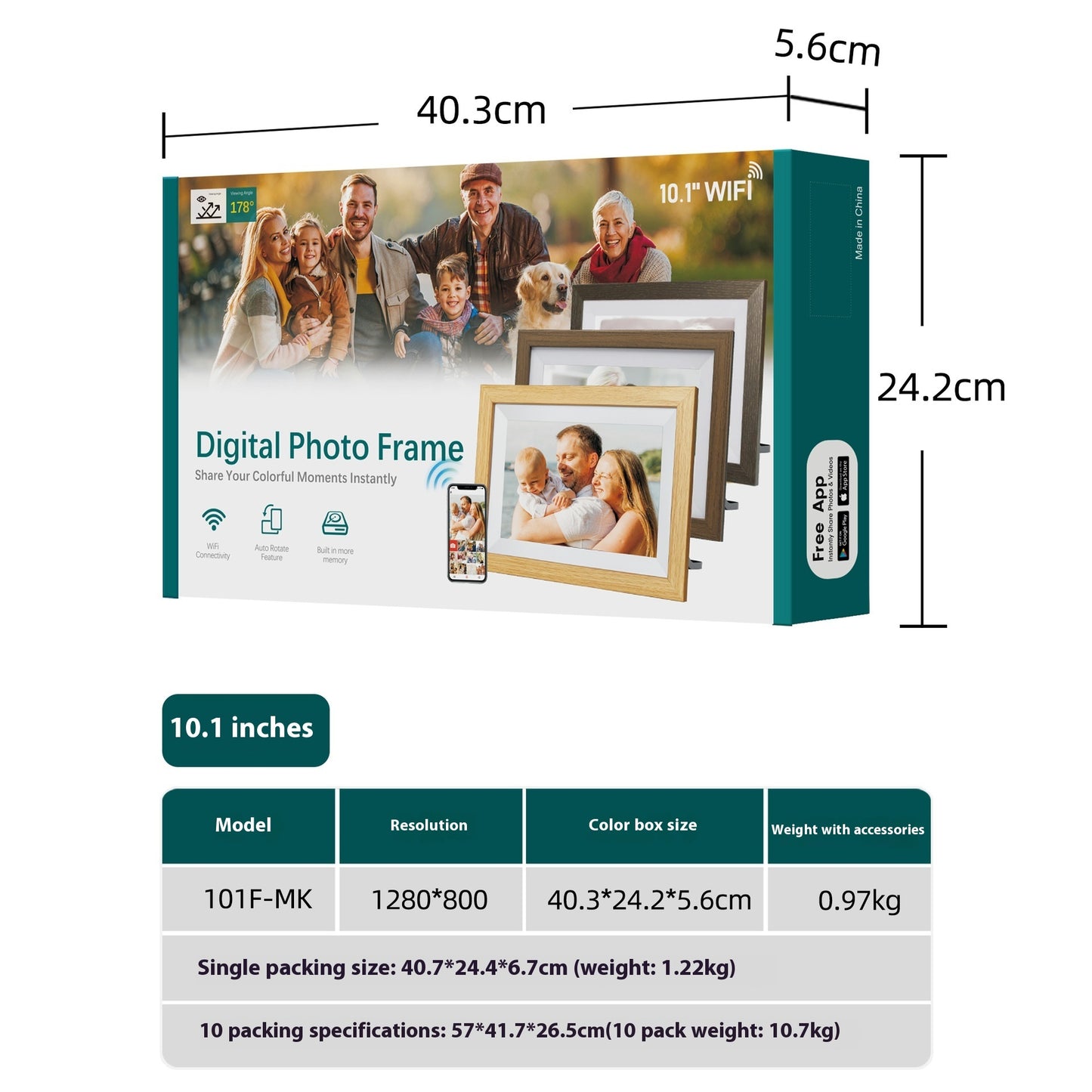 101 Inch WiFi Digital Photo Frame IPS Touch Screen