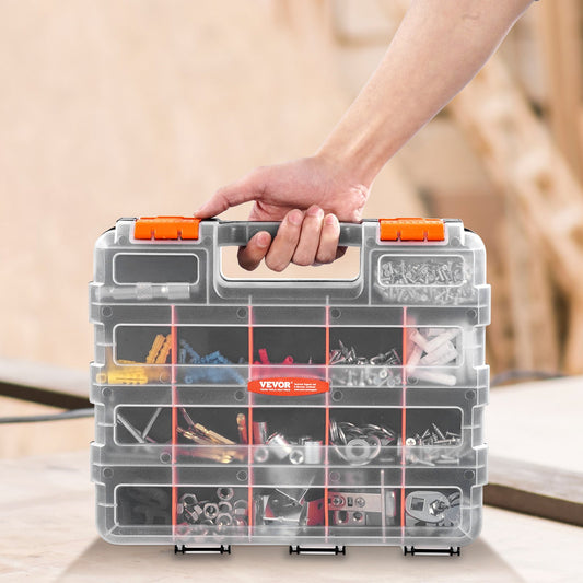 Two-sided Small Parts Organizer 34-Compartment Double-Sided PP Hardware Organizer Box