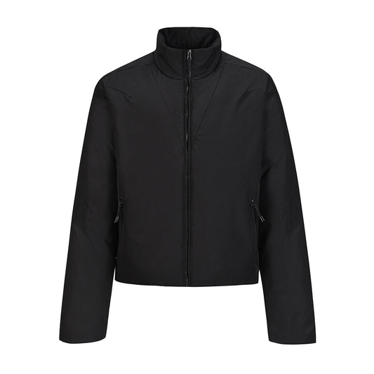 Loose Casual Pocket Zipper Solid Color Stand-up Collar Cotton-padded Coat