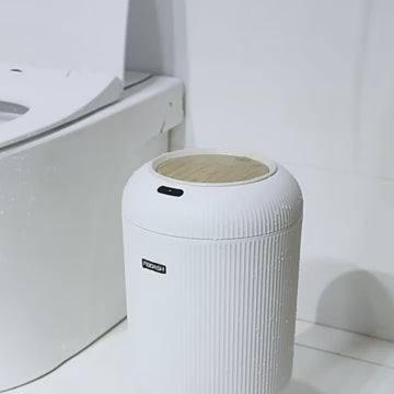 Smart Sensor Trash Can Light Luxury Round High Leg Kitchen Bathroom
