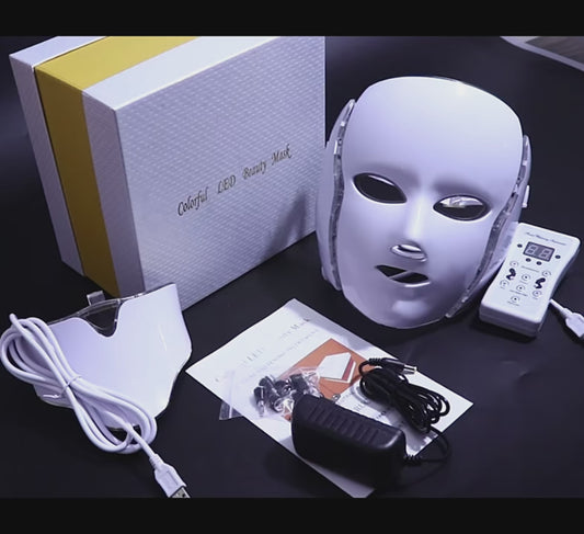 LED Facial Mask with Neck LED Light Photon Mask Skin Rejuvenation Anti Acne Beauty Device Face Lifting Firm Massager